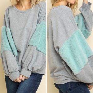 0️⃣7️⃣Umgee Womens Sweater Gray Size Large Soft Fur Oversized Super Comfortable